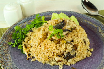 fried rice with fried mackerel and shrimp paste