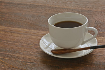 コーヒー　木目背景
