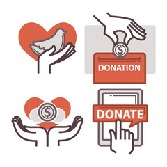 Donation and volunteer work icons