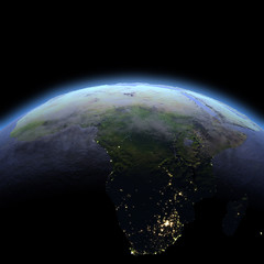 Africa from space at dawn