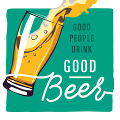 square beer illustration vector with text