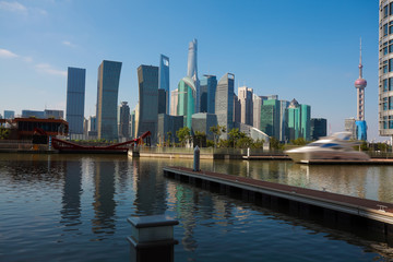 Obraz premium Sunny sky at city building of Shanghai skyline
