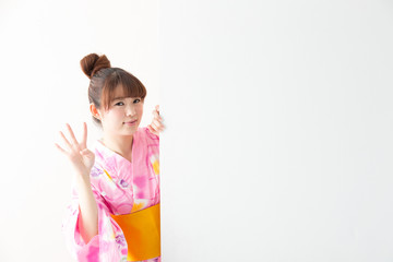 浴衣・女性(白バック)