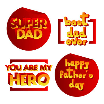 Vector illustrated banner, greeting card set for Father's day.