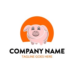 Pig Cartoon Logo Character