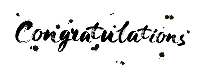 Congratulations calligraphy. Hand written text. Brush modern Lettering. Calligraphic banner.