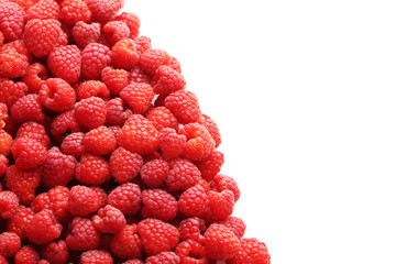 Red raspberries isolated on a white