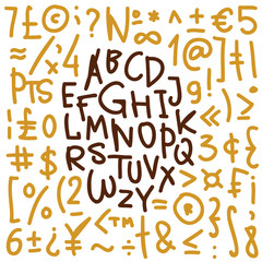 Hand drawn brush letters. Alphabet