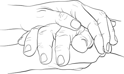 hand holding hand together, vector