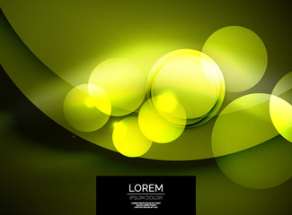 Shiny glowing glass circles, modern futuristic background template
