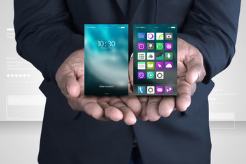 Man showing app icons