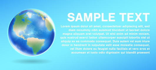 real planet earth globe  on a blue background