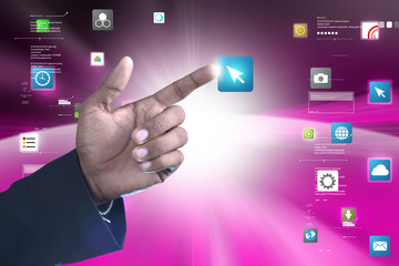 Man showing mobile apps