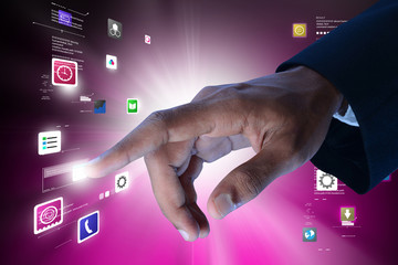 Man touching app icon