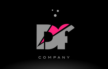 df d f alphabet letter logo pink grey black icon
