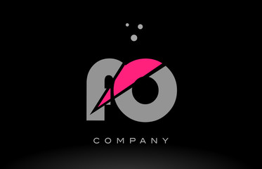 fo f o alphabet letter logo pink grey black icon