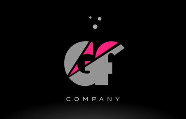 gf g f alphabet letter logo pink grey black icon