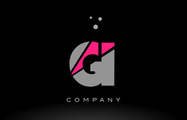 gi g i alphabet letter logo pink grey black icon