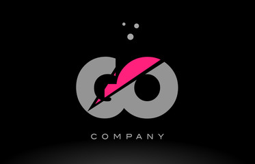 go g o alphabet letter logo pink grey black icon