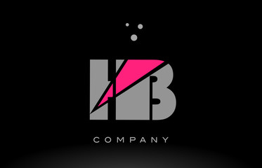 hb h b alphabet letter logo pink grey black icon