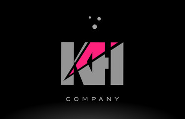 kh k h alphabet letter logo pink grey black icon