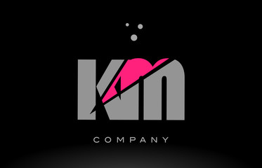 km k m alphabet letter logo pink grey black icon