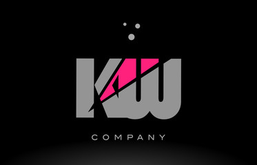 kw k w alphabet letter logo pink grey black icon