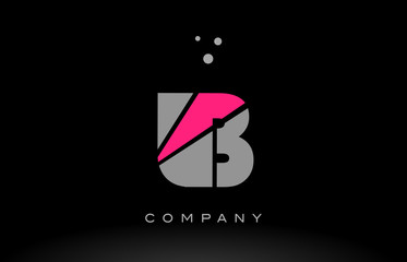 lb l b alphabet letter logo pink grey black icon