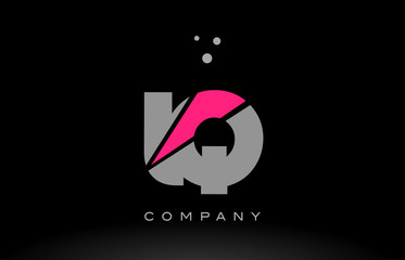 lq l q alphabet letter logo pink grey black icon