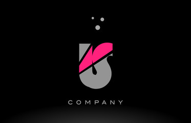 ls l s alphabet letter logo pink grey black icon