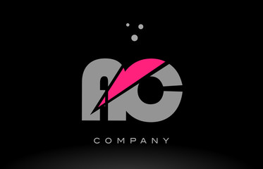 ac a c alphabet letter logo pink grey black icon