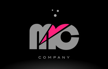 Fototapeta na wymiar mc m c alphabet letter logo pink grey black icon