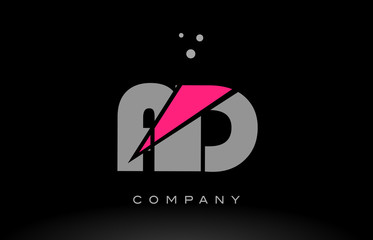 ad a d alphabet letter logo pink grey black icon
