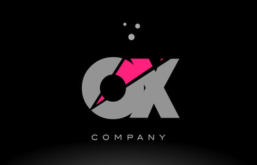ox o x alphabet letter logo pink grey black icon