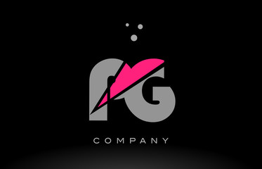 pg p g alphabet letter logo pink grey black icon