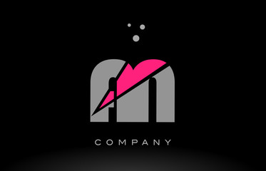 an a n alphabet letter logo pink grey black icon