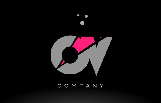 ov o v alphabet letter logo pink grey black icon