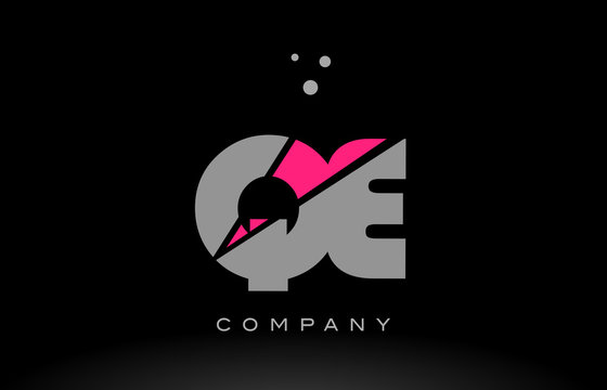 qe q e alphabet letter logo pink grey black icon