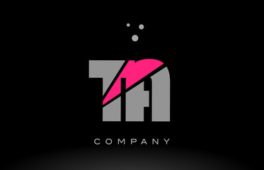 ta t a alphabet letter logo pink grey black icon
