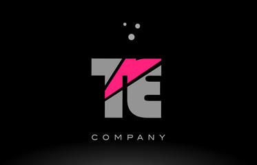 te t e alphabet letter logo pink grey black icon