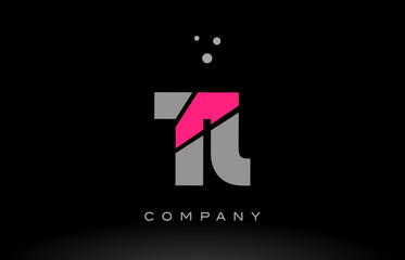 tl t l alphabet letter logo pink grey black icon