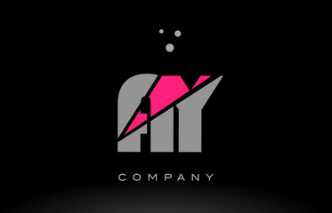 ay a y alphabet letter logo pink grey black icon