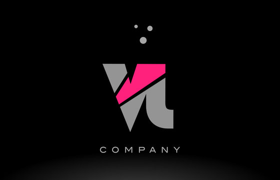 vl v l alphabet letter logo pink grey black icon
