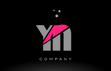 yn y n alphabet letter logo pink grey black icon - obrazy, fototapety, plakaty