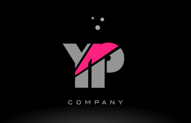 yp y p alphabet letter logo pink grey black icon