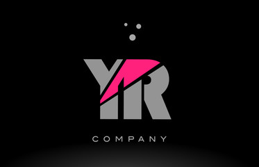yr y r alphabet letter logo pink grey black icon