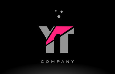 yt y t alphabet letter logo pink grey black icon
