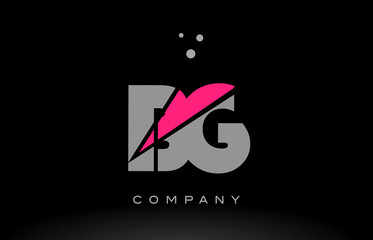 bg b g alphabet letter logo pink grey black icon