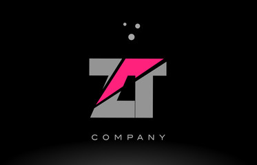 zt z t alphabet letter logo pink grey black icon
