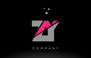 Obraz premium zy z y alphabet letter logo pink grey black icon